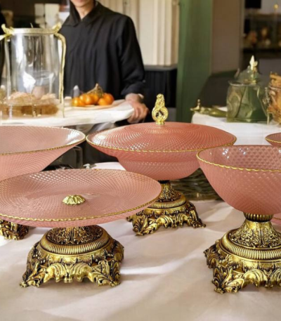 سرویس ۶ تکه لورد صورتی لب طلا