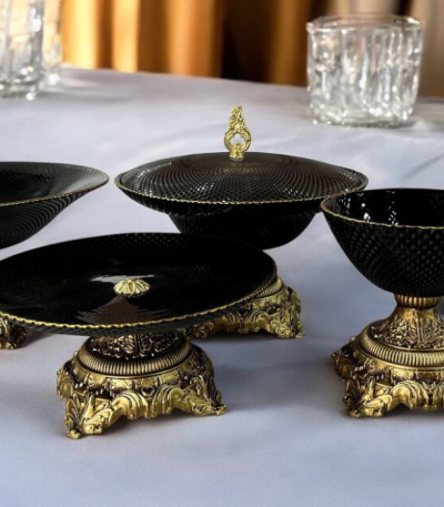 سرویس ۶ تکه لورد مشکی لب طلا