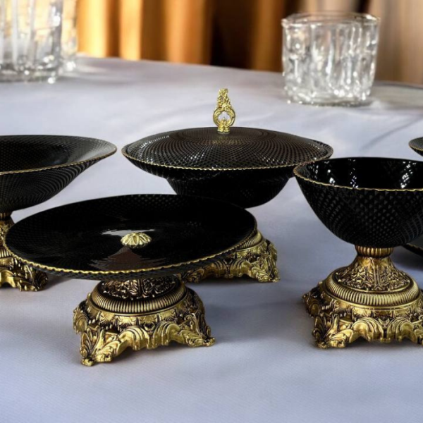 سرویس ۶ تکه لورد مشکی لب طلا