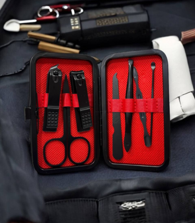 ست ناخن گیر کیف چرم مشکی