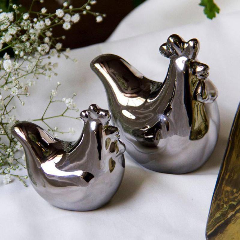 مرغ و خروس جفتی نقره‌ای