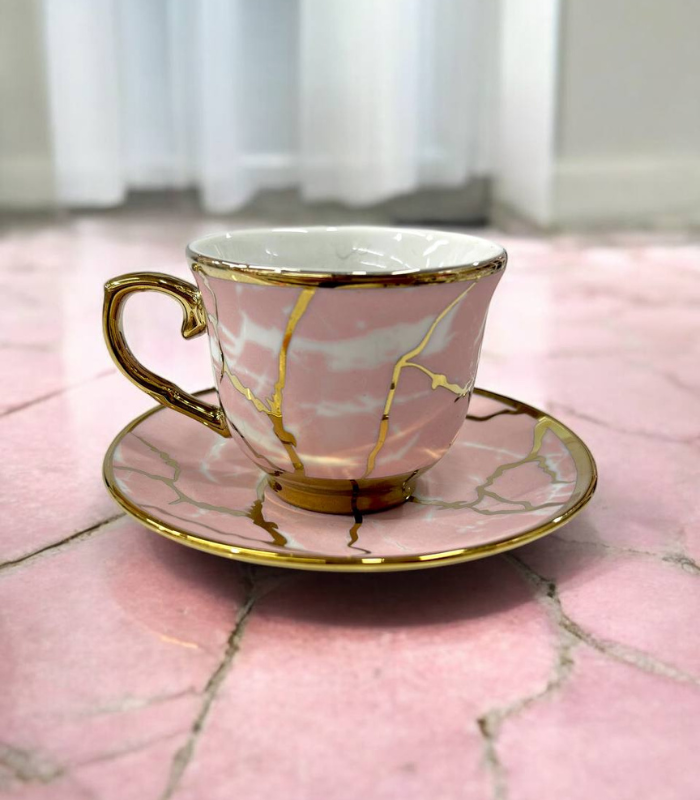 ست فنجان نعلبکی طرح ماربل مدل 2