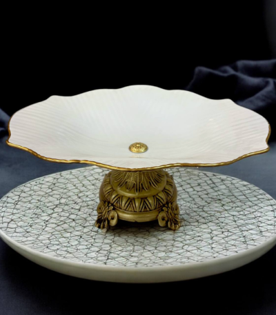 کاسه آدرین بک استون سفید لب طلا