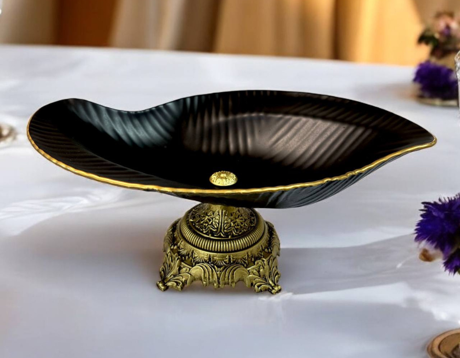 کاسه رز بک استون سفید لب طلا