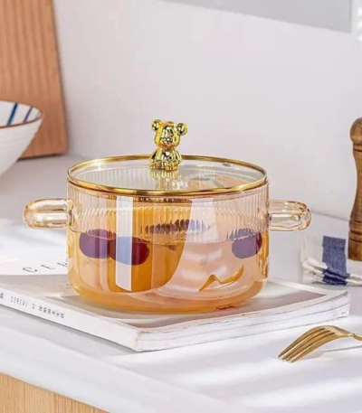 قابلمه پیرکس خرسی درب طلایی