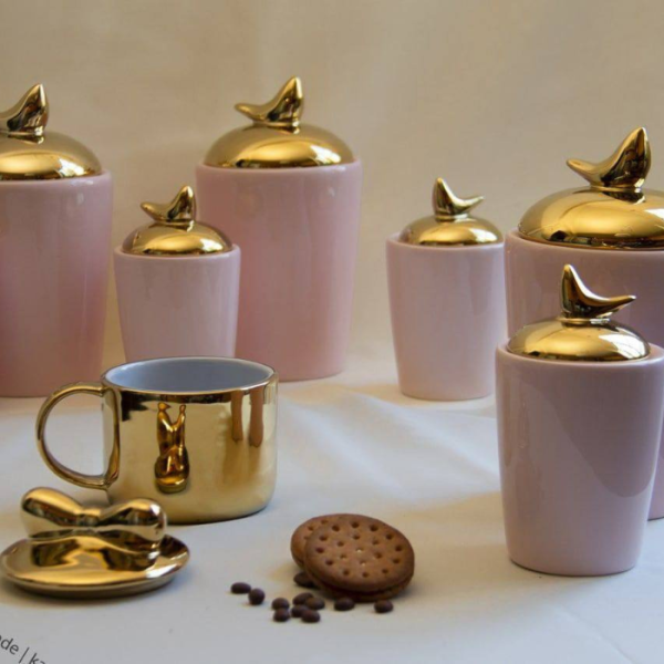 پاسماوری هفت پارچه صورتی طلایی