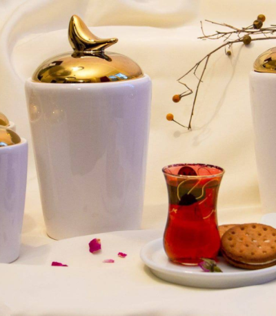 پاسماوری هفت پارچه سفید طلایی