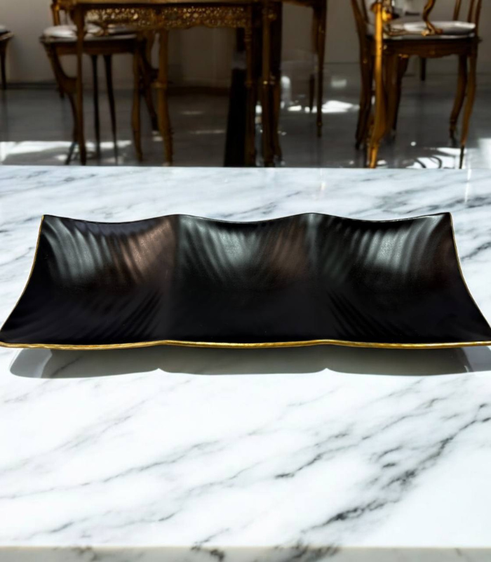 رولت خوری بک استون مشکی لب طلا