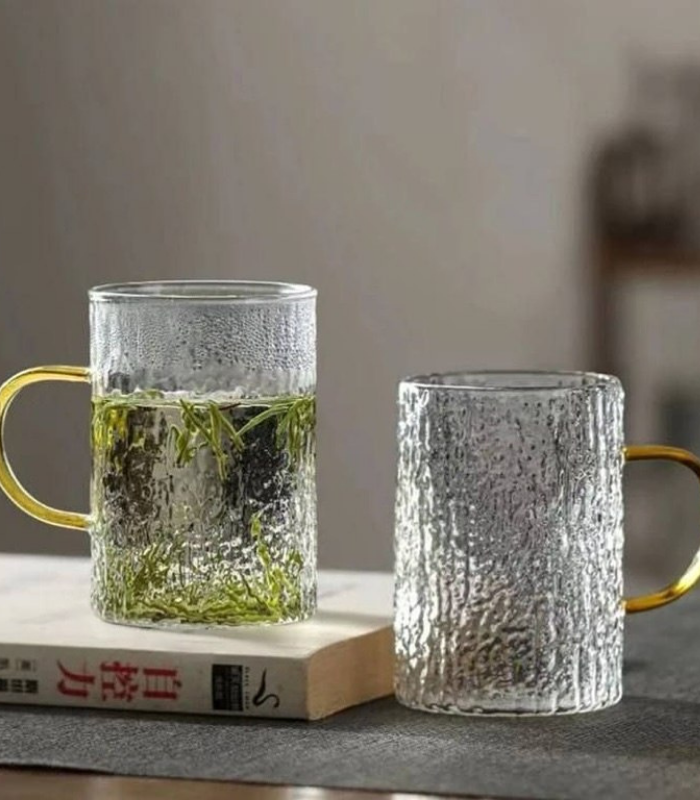 لیوان یخی دسته طلایی پیرکس