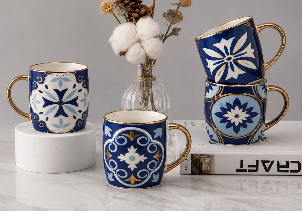 ماگ طرح دار آبی