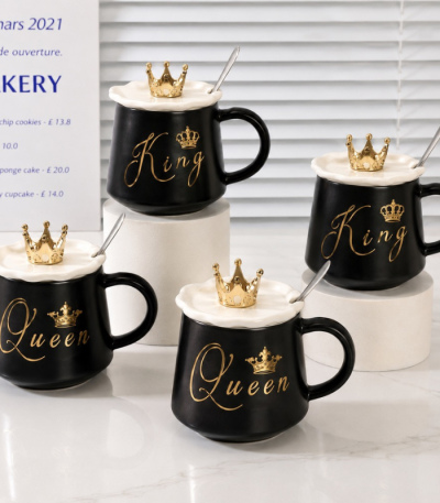 ماگ Queen درب دار مشکی